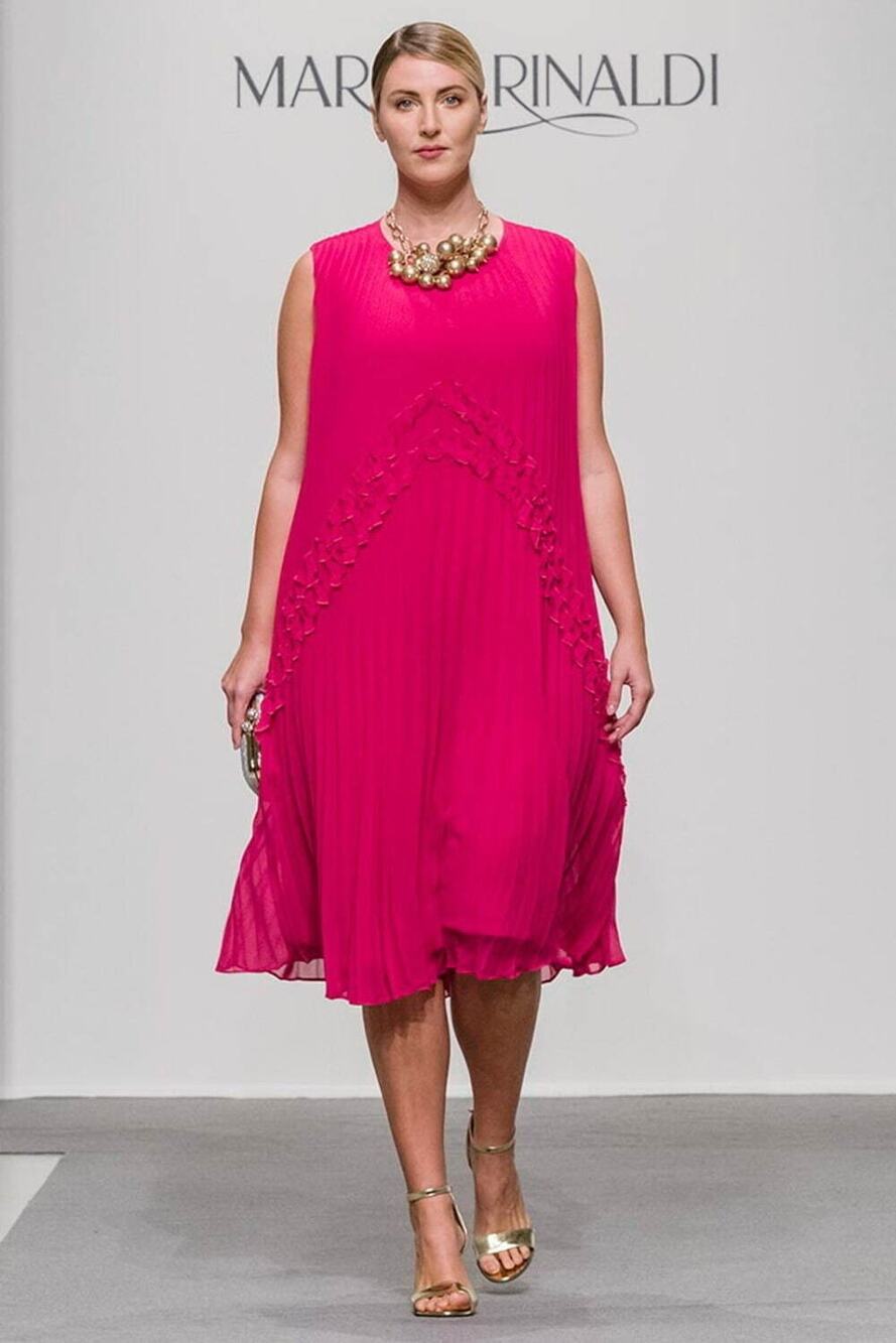 NWT Marina Rinaldi Pink Pleated Dress US 20 Flowy Resortwear Luxury Event Brunch